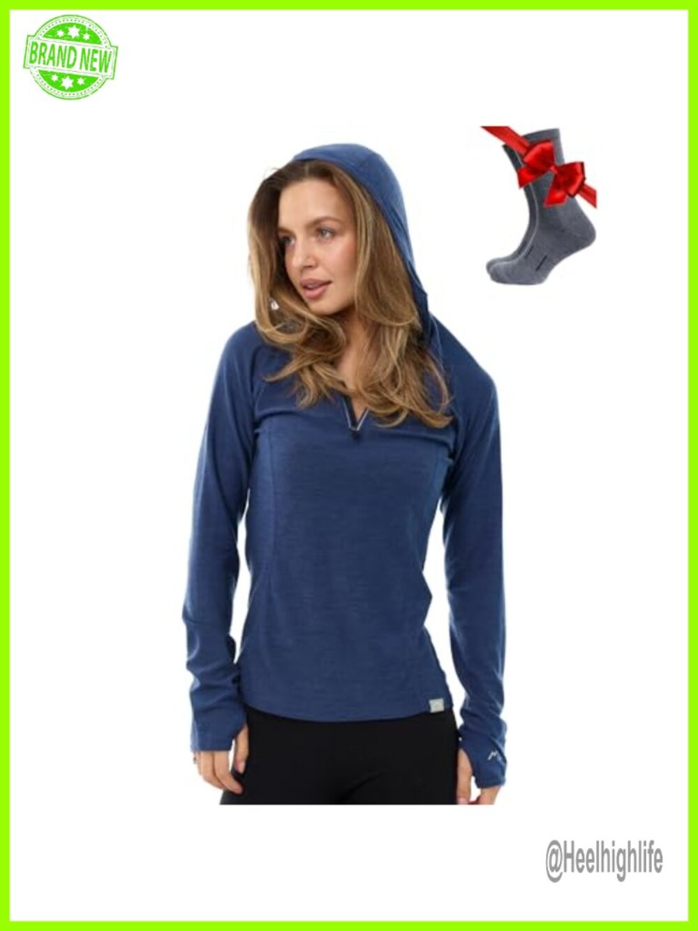 Merino Wool Hoodie Quarter Zip Thermal Base Layer Slim Fit Women